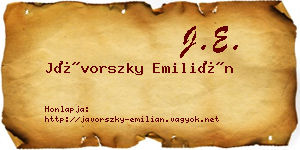 Jávorszky Emilián névjegykártya